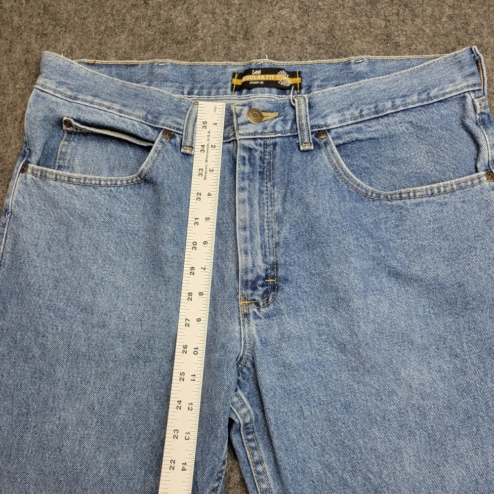 Lee Jeans Mens 38x30 Blue Denim Boho Streetwear Grunge Regular Fit Straight Leg